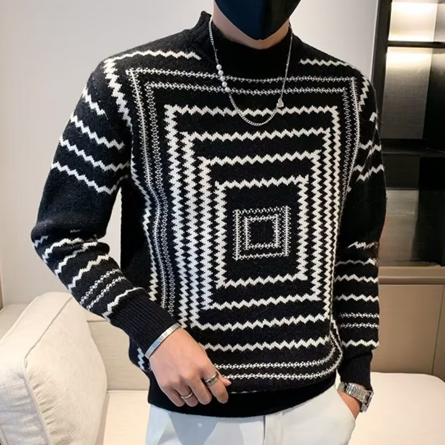 Warm Mens Cable Knit Sweater - OutfitLondon