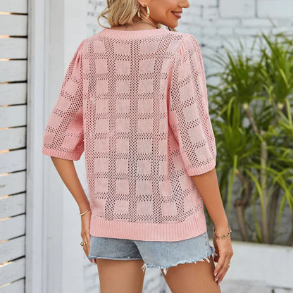 Chic Breathable Knit Top Shirt