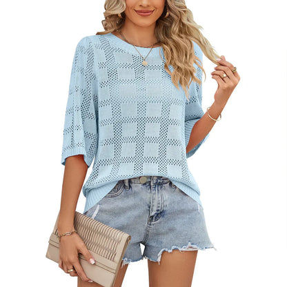 Chic Breathable Knit Top Shirt