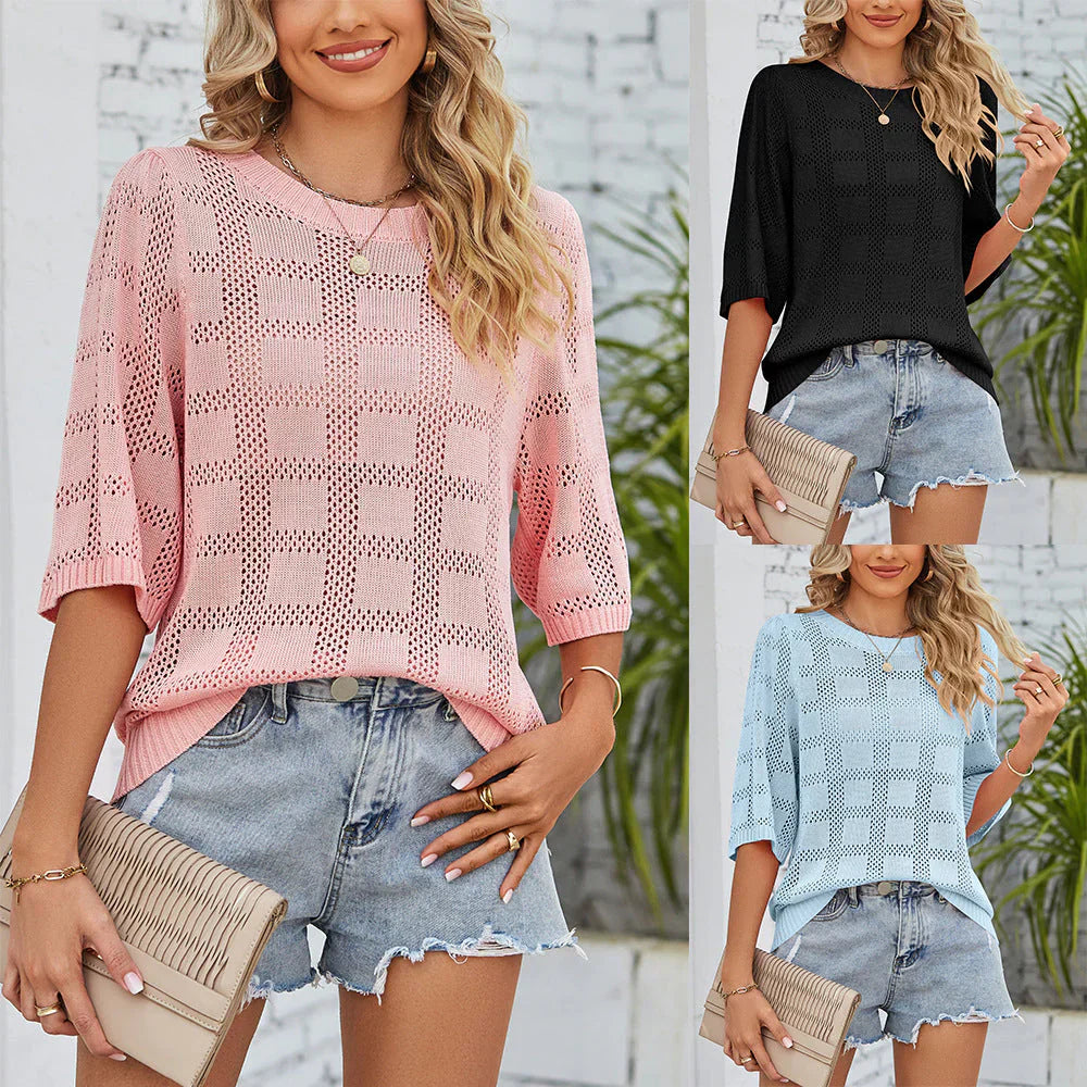 Chic Breathable Knit Top Shirt