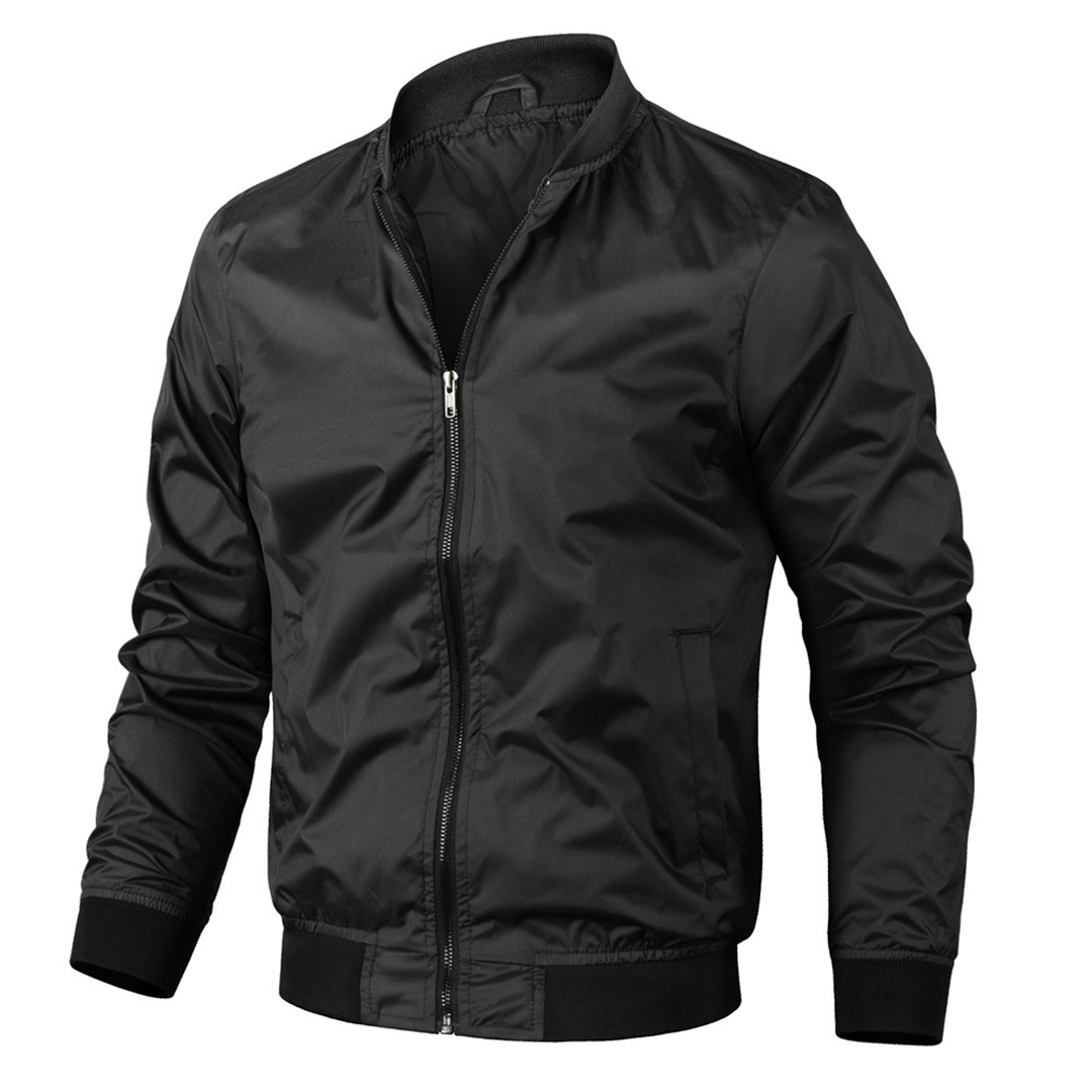Textured Crew Neck Bomber Jacket