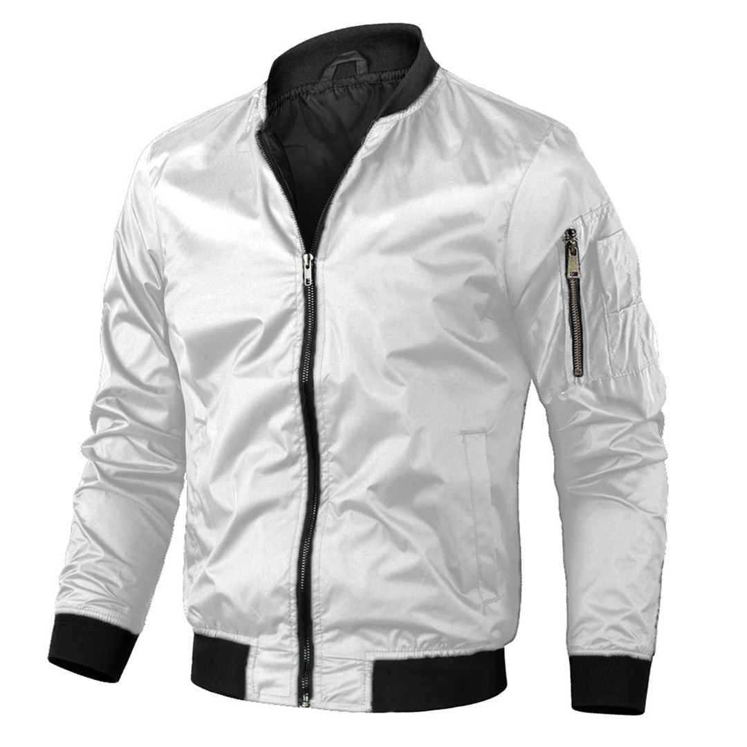 Textured Crew Neck Bomber Jacket
