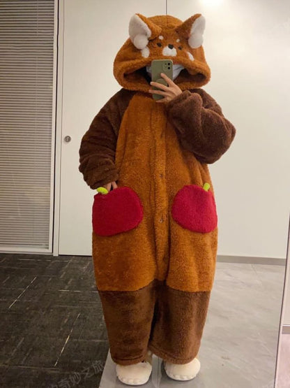 Soft Plush Red Panda Pajamas for Kids Sleepwear