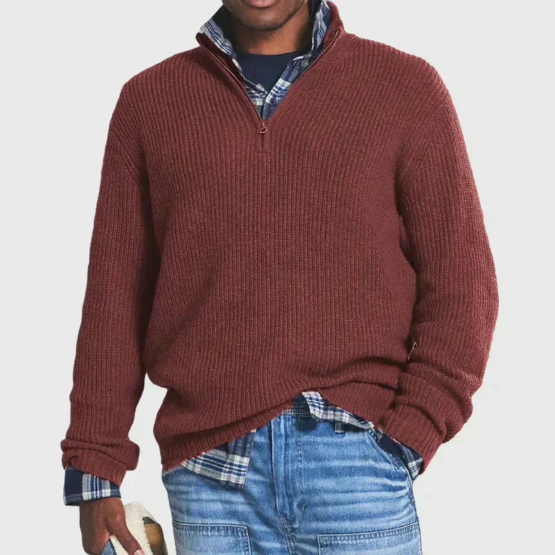 Men's Casual Thick Quarter Zip Jumper Sweatshirt