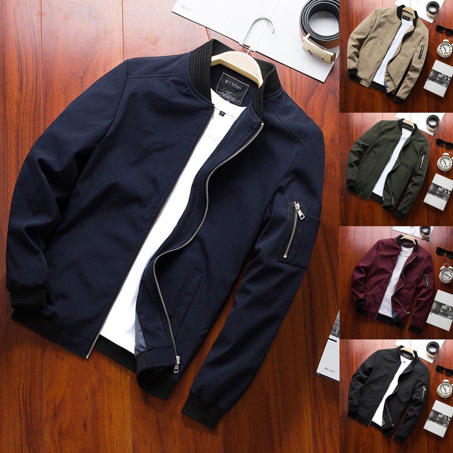 Waterproof Slim Fit Polyester Bomber Jacket