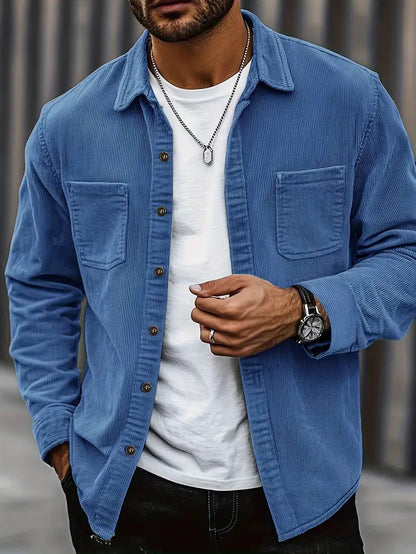 Warm Corduroy Button Front Pocket Jacket