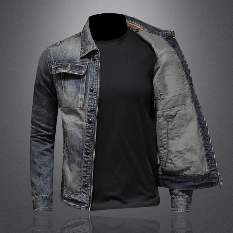Classic Fit Dark Blue Jeans Jacket - OutfitLondon