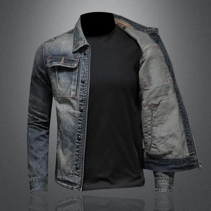 Classic Fit Dark Blue Jeans Jacket - OutfitLondon