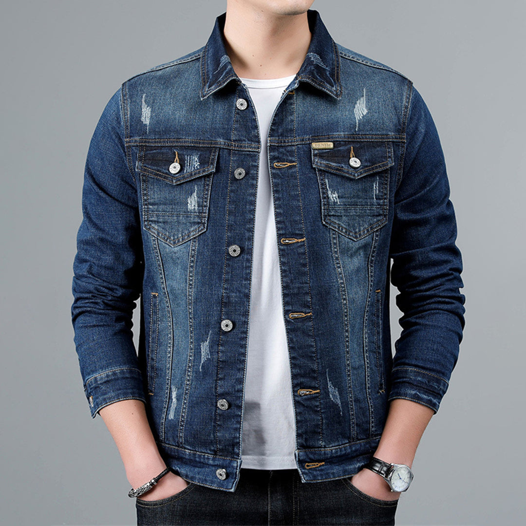 Classic Fit Button Front Denim Jacket - OutfitLondon