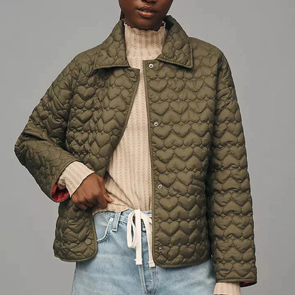 Cozy Padded Heart Detail Jacket - OutfitLondon