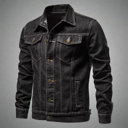 Relaxed Fit Dark Blue Jeans Jacket - OutfitLondon