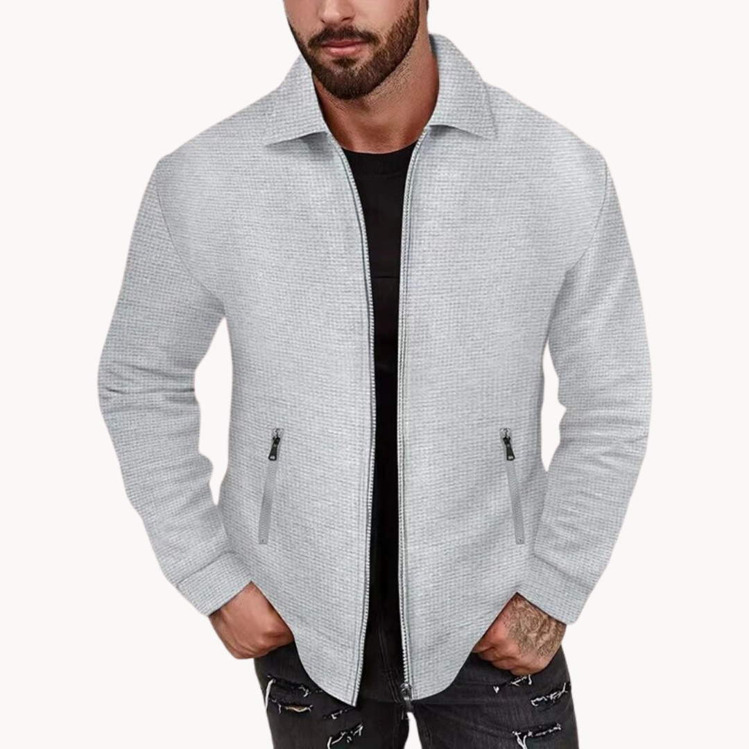 Cozy Textured Waffle Jacket with Fitted Design