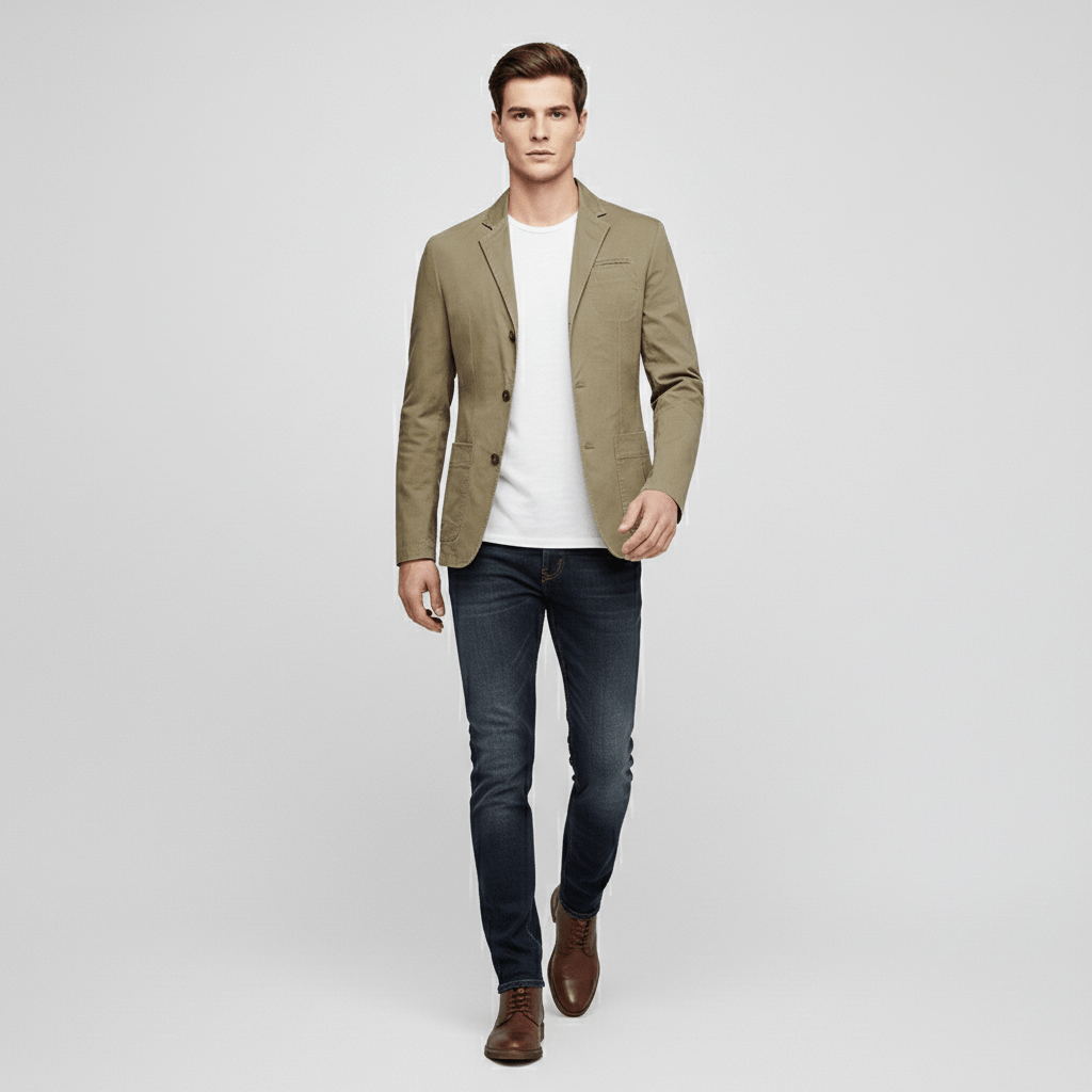 Classic Fit Blazer with Two Button Front and Side Pockets