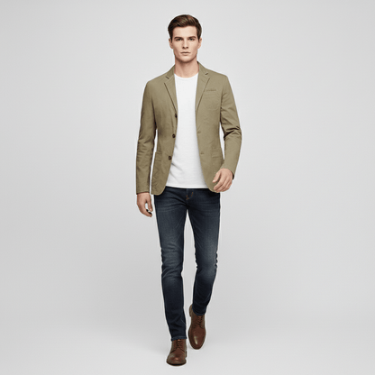 Classic Fit Blazer with Two Button Front and Side Pockets