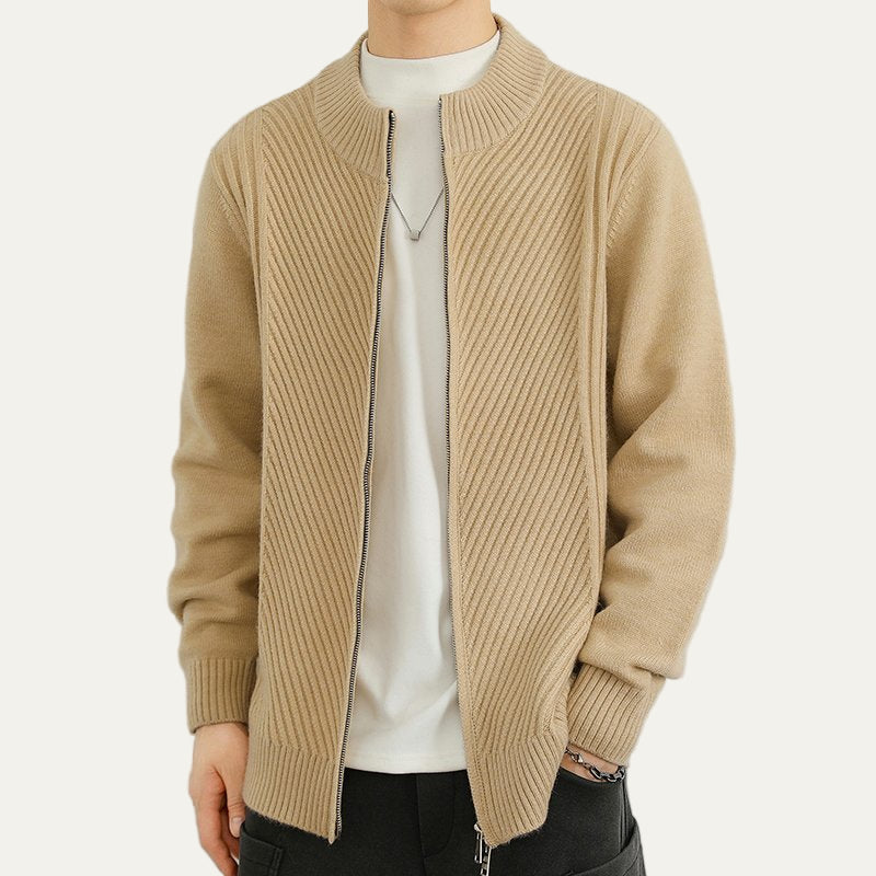 Men's Warm Crew Neck Zip Up Sweater