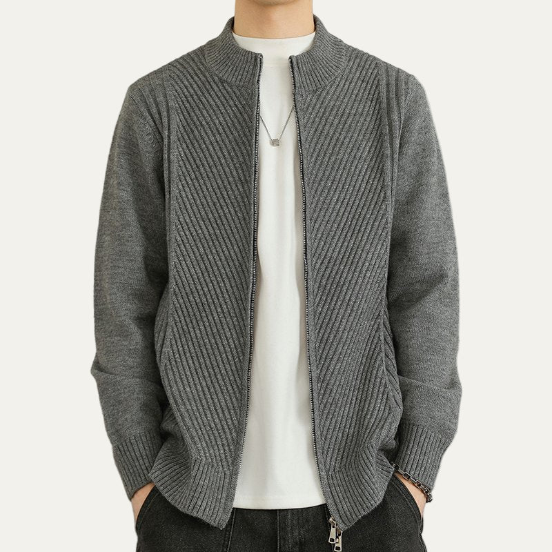 Men's Warm Crew Neck Zip Up Sweater