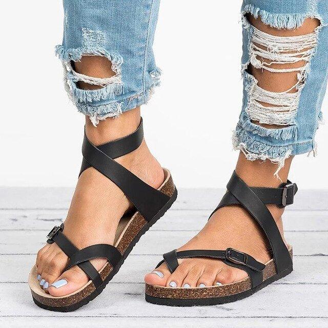 Comfortable Faux Leather Strap Sandals
