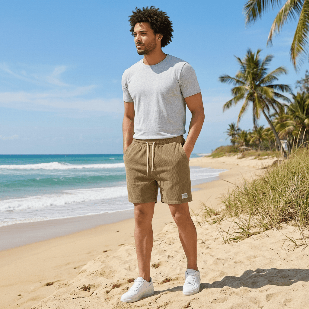 Comfortable Waist Swim Trunks with Elastic Drawstring