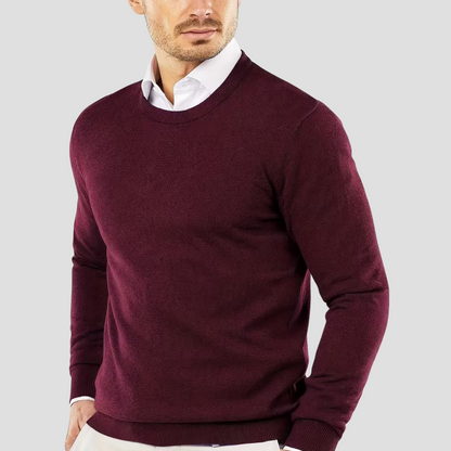 Comfortable Men's Crew Neck Wool Sweater - OutfitLondon