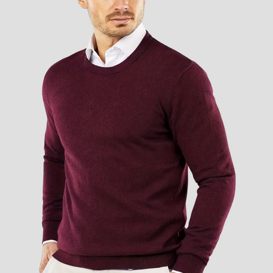 Comfortable Men's Crew Neck Wool Sweater - OutfitLondon