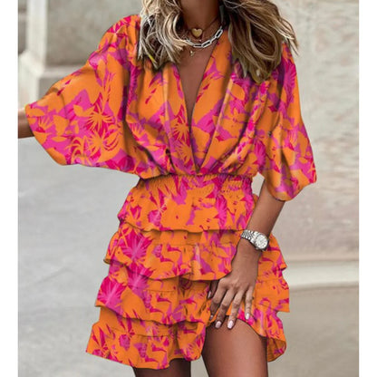 Cute Floral Ruffle Short Dress - OutfitLondon