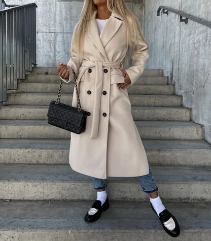 Women's Double Breasted Winter Coat - OutfitLondon