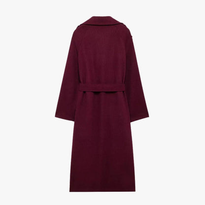 Women's Bordeaux Trench Coat with Belt