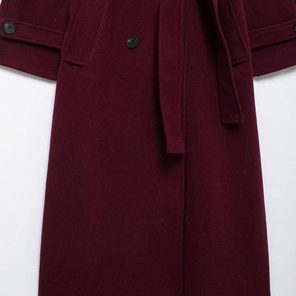 Women's Bordeaux Trench Coat with Belt