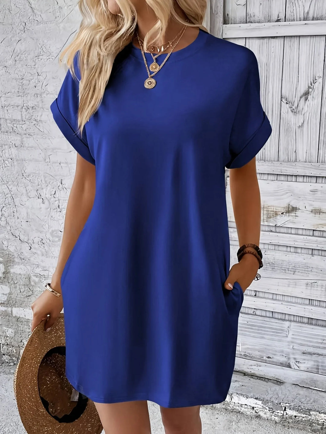 Casual Short Sleeve Pocket Dress for Women - OutfitLondon