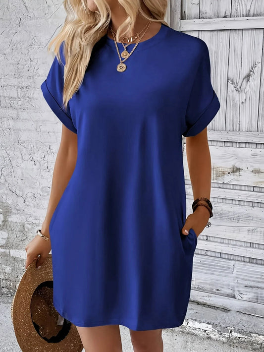 Casual Short Sleeve Pocket Dress for Women - OutfitLondon
