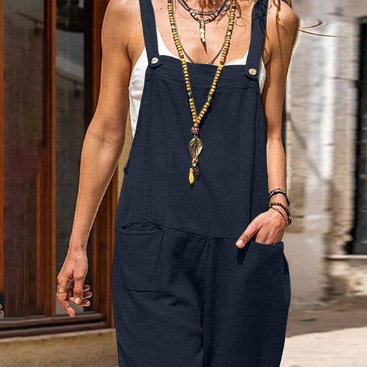 Comfy Button Front Jumpsuit with Pockets - OutfitLondon