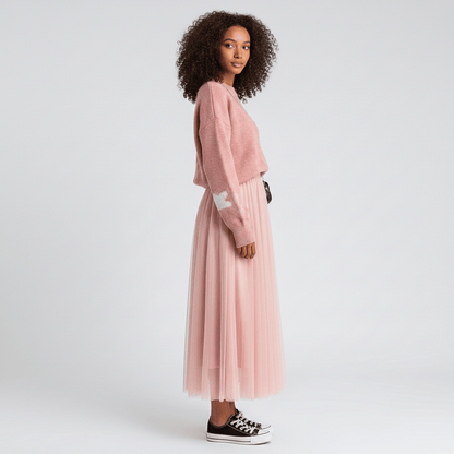 Flattering High Waisted Midi Skirt for Women with Stretch Waist
