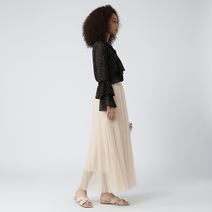 Flattering High Waisted Midi Skirt for Women with Stretch Waist