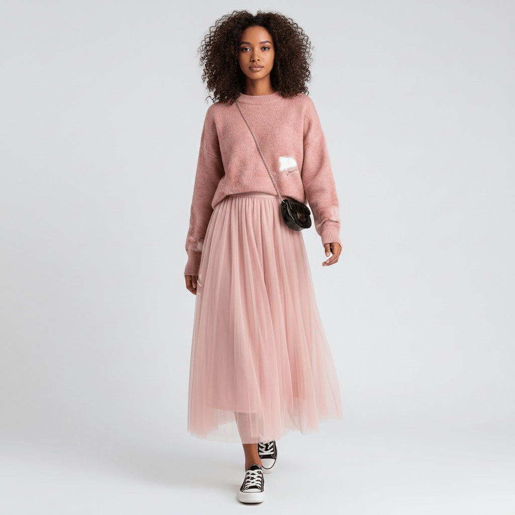 Flattering High Waisted Midi Skirt for Women with Stretch Waist