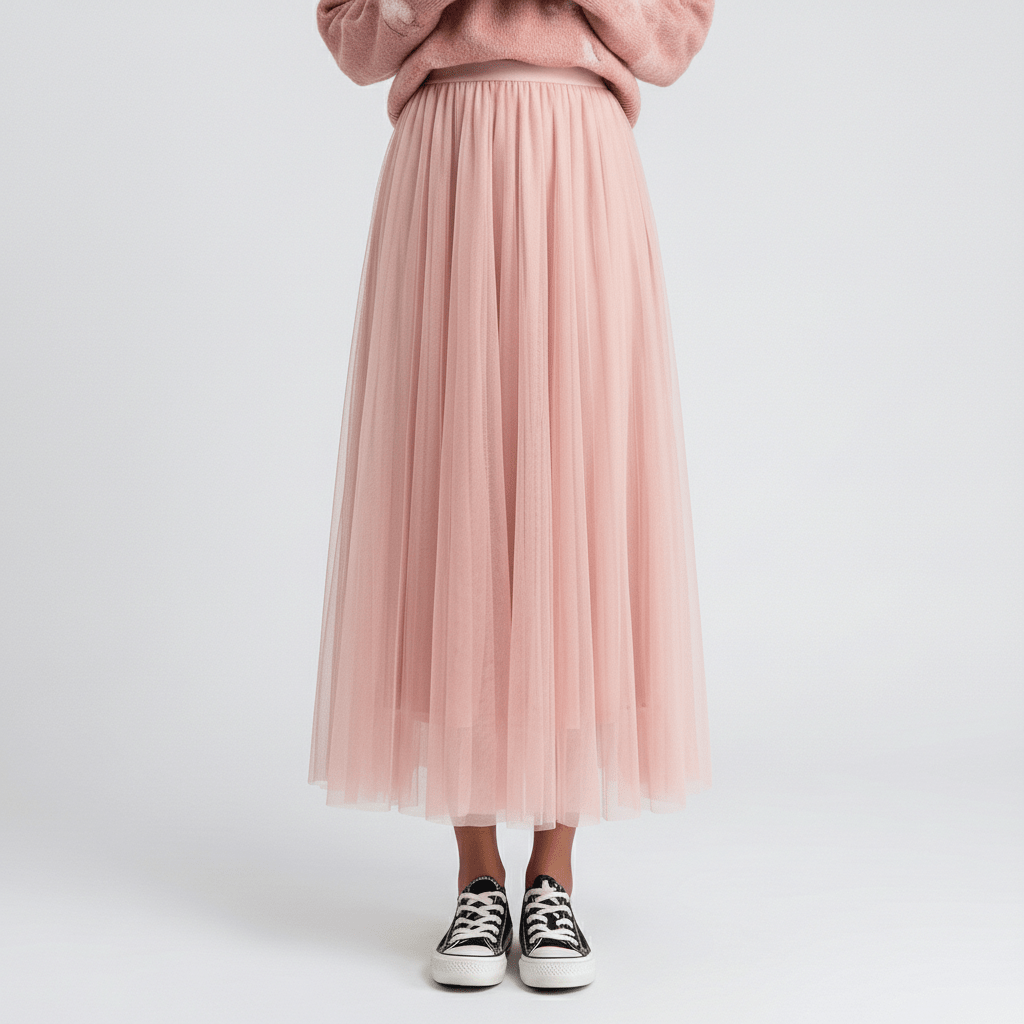 Flattering High Waisted Midi Skirt for Women with Stretch Waist