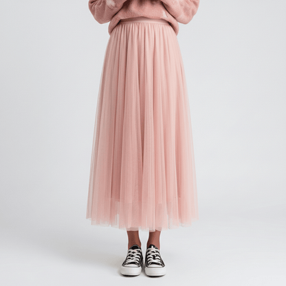 Flattering High Waisted Midi Skirt for Women with Stretch Waist