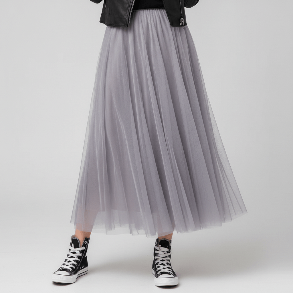 Flattering High Waisted Midi Skirt for Women with Stretch Waist