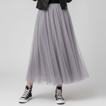 Flattering High Waisted Midi Skirt for Women with Stretch Waist
