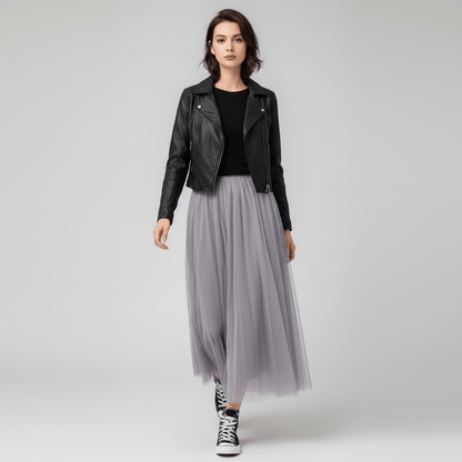 Flattering High Waisted Midi Skirt for Women with Stretch Waist