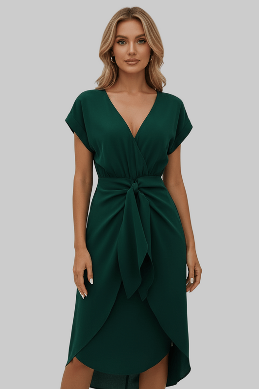 Jolena Women's Wrap Midi Dress - OutfitLondon