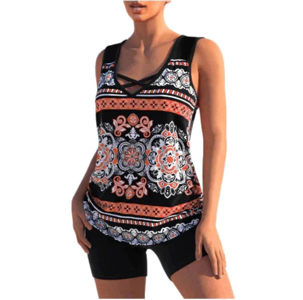 Colorful Geometric Swimsuit Tankini Set