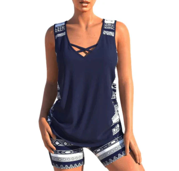 Colorful Geometric Swimsuit Tankini Set