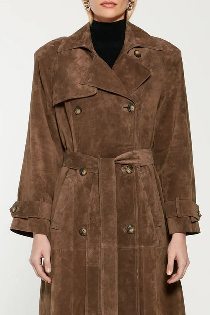 Women's Suede Trench Coat Elegant