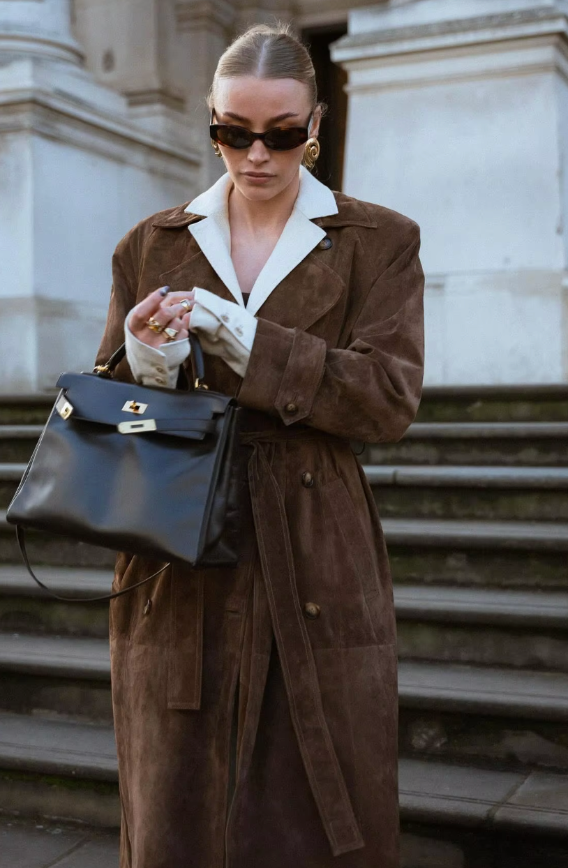 Women's Suede Trench Coat Elegant
