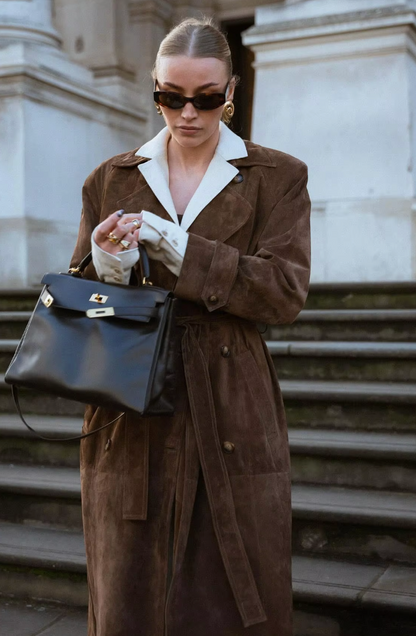 Women's Suede Trench Coat Elegant