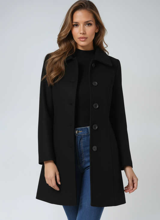 Classic Women's Knee Length Winter Coat - OutfitLondon