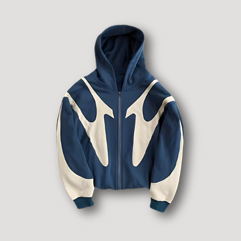 Men's Graphic Hoodie Zip-Up Cotton Black - OutfitLondon