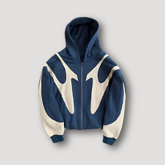 Men's Graphic Hoodie Zip-Up Cotton Black - OutfitLondon