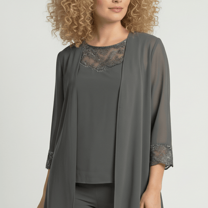Women's Soft Two Piece Lounge Set Cardigan and Wide Leg Pants