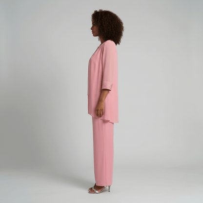 Women's Soft Two Piece Lounge Set Cardigan and Wide Leg Pants